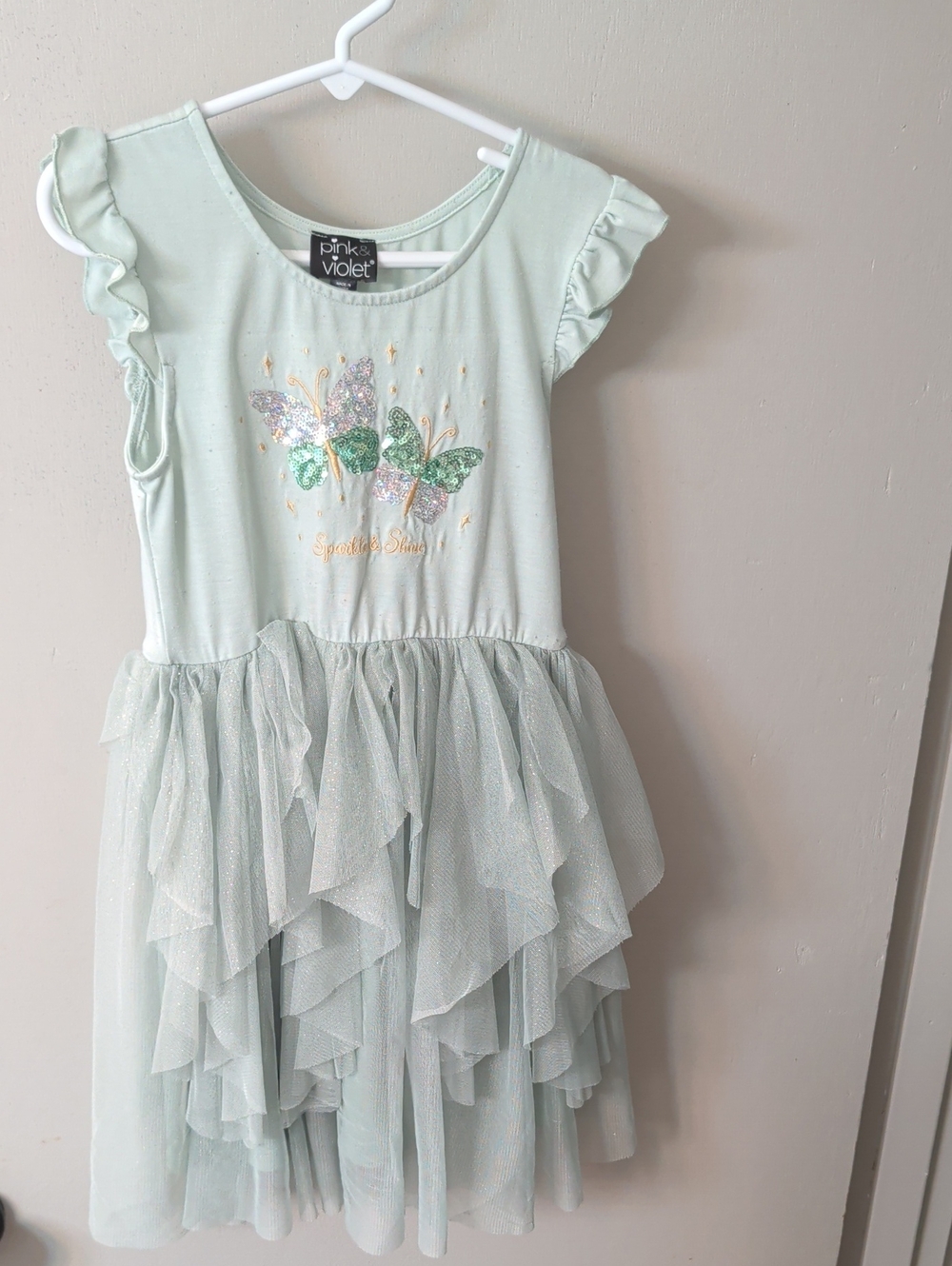Mint Green Butterfly Tulle Dress for Girls Size 6